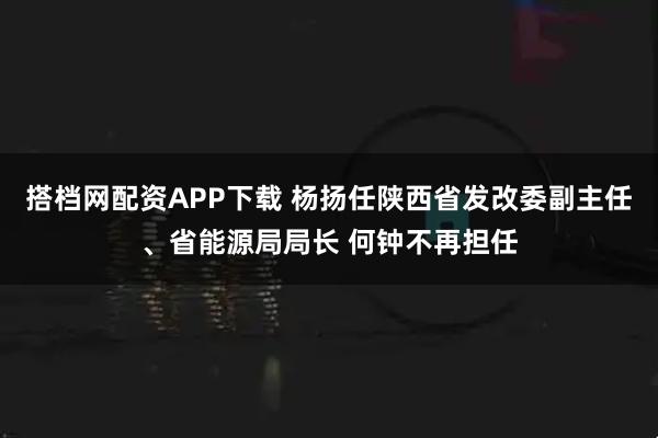 搭档网配资APP下载 杨扬任陕西省发改委副主任、省能源局局长 何钟不再担任